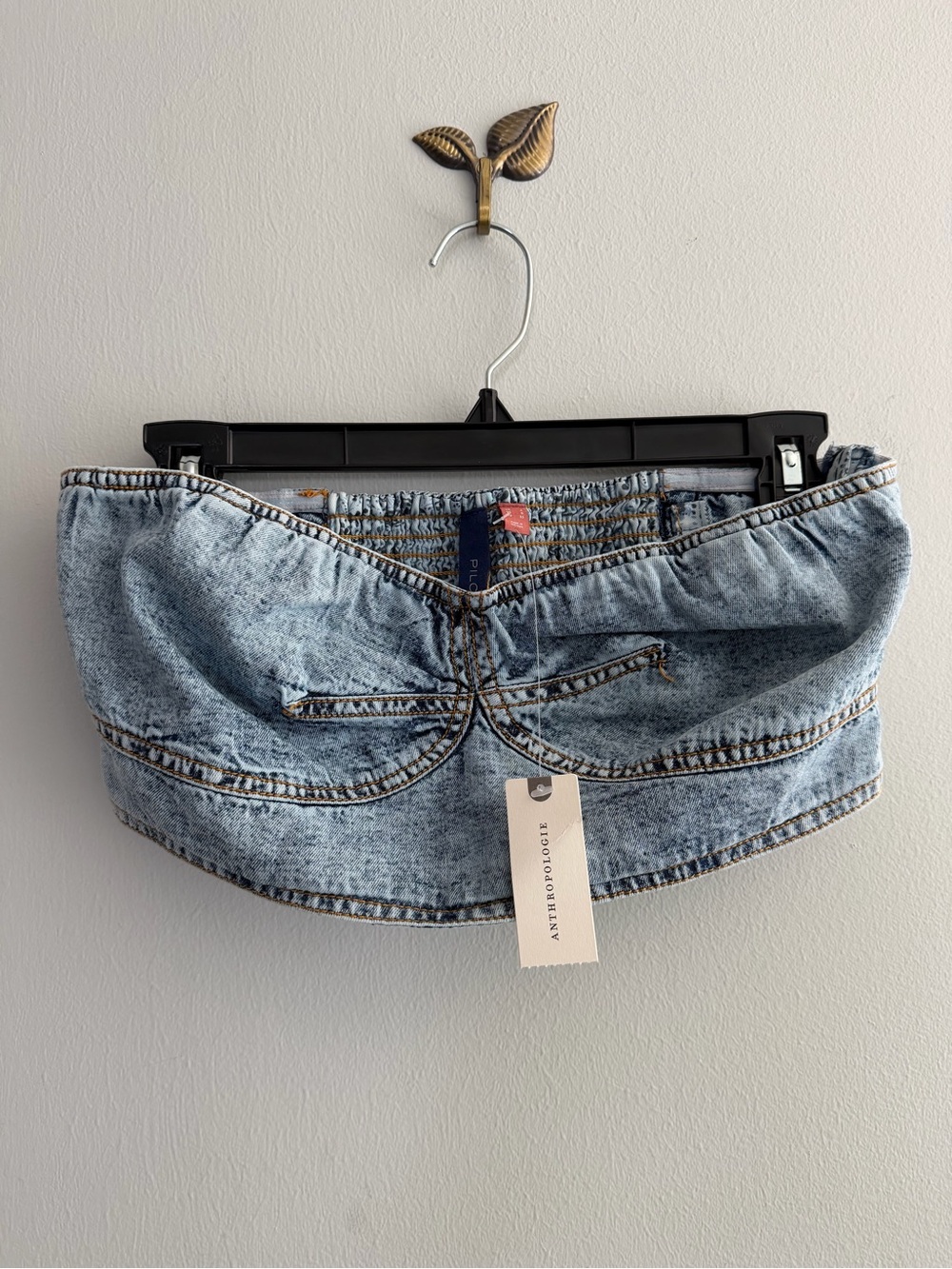Pilcro Anthropologie denim bandeau bra crop top